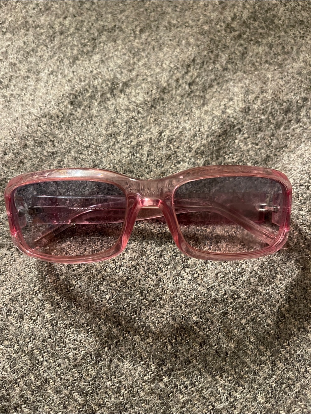 YSL Women Sunglasses (1998) Translucent Pink Yves Saint Laurent Vintage 1990s